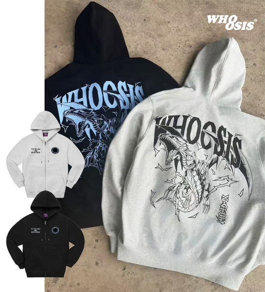 WHOOSIS<遊戲王聯名> 究極青眼白龍 重磅連帽外套 拉鍊外套