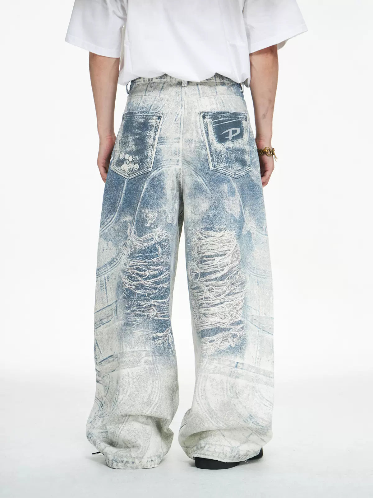 PEOPLESTYLE 復古數碼印 牛仔褲 BAGGY JEANS